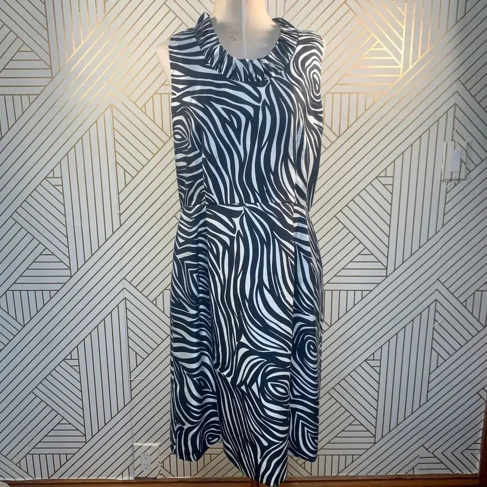 Kate Spade Dyan Woodblock Zebra‎ Black White Dress